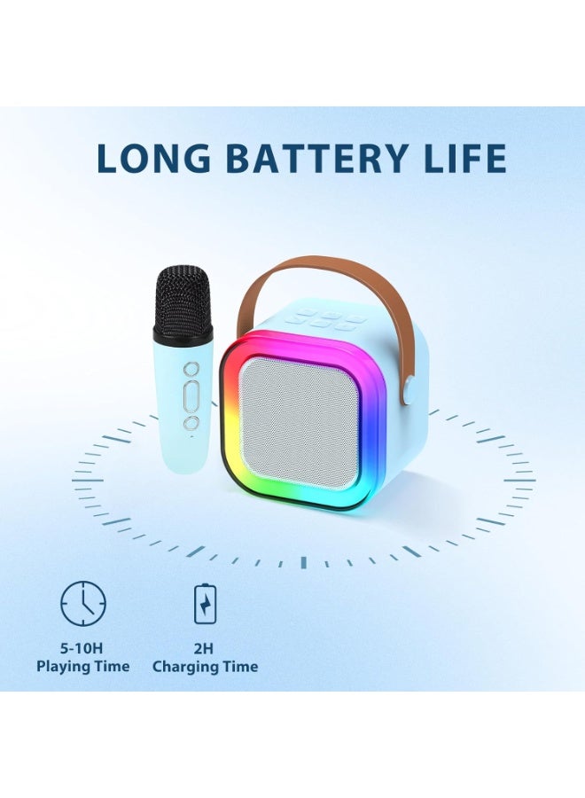 جهاز كاريوكي للأطفال والكبار، جهاز كاريوكي صغير بميكروفون لاسلكي واحد، مكبر صوت بلوتوث محمول مع مؤثرات تغيير الصوت وإضاءة ليد، ألعاب للبنات والأولاد - Image 5